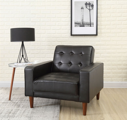 Glory Furniture Andrews futon chair bed with wooden frame and cushioned seating, convertible for sitting or sleeping.