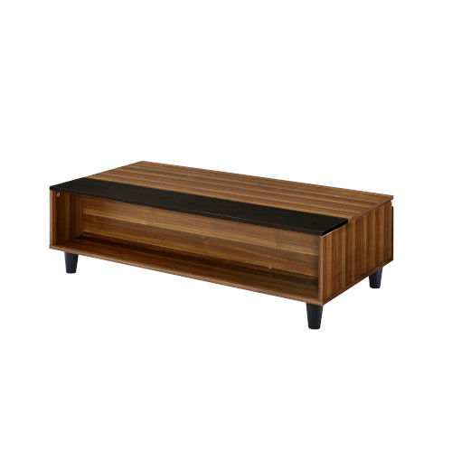 Avala - Coffee Table With Lift Top - Walnut & Black - R&R Furniture Gallery (Fountain Valley, CA)
