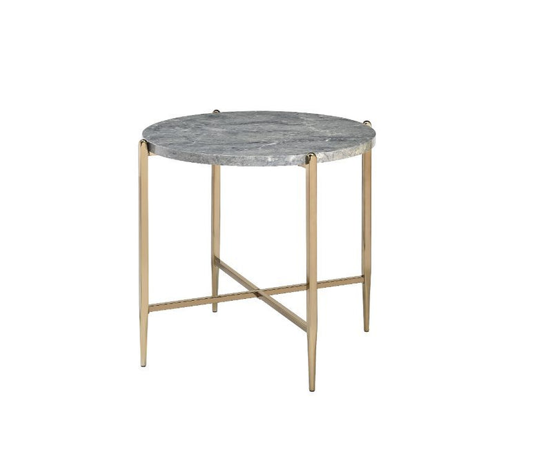Tainte - End Table - Faux Marble Top & Champagne - R&R Furniture Gallery (Fountain Valley, CA)