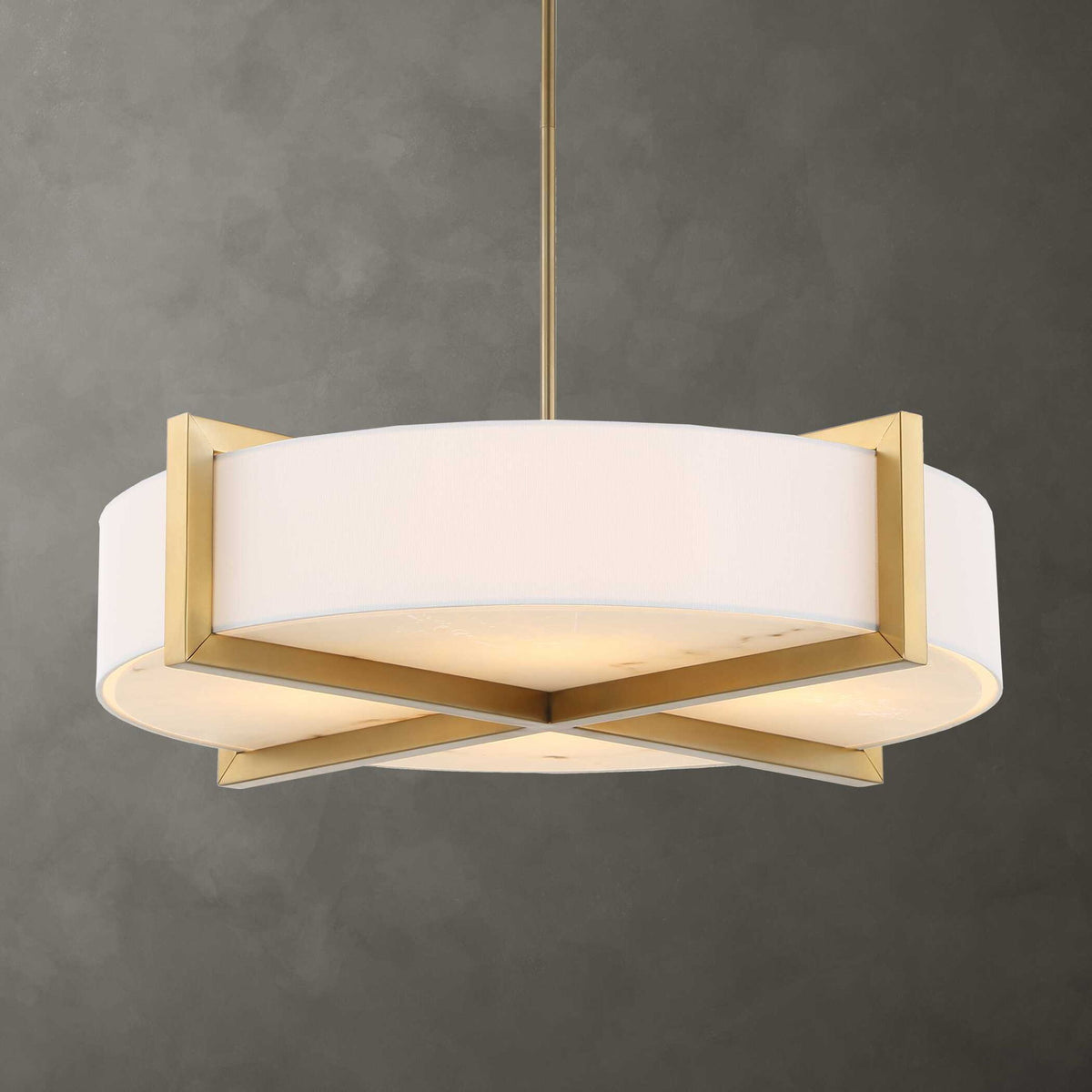 Cresson - 4 Light Drum Pendant - White / Gold