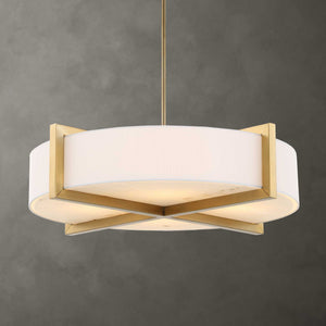 Cresson - 4 Light Drum Pendant - White / Gold