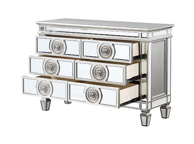 Varian - 34" Server - Mirrored & Antique Platinum - R&R Furniture Gallery (Fountain Valley, CA)