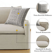 Upendo - Sofa With 2 Pillows - Beige Linen - R&R Furniture Gallery (Fountain Valley, CA)