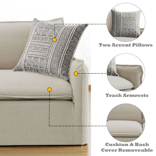 Upendo - Sofa With 2 Pillows - Beige Linen - R&R Furniture Gallery (Fountain Valley, CA)