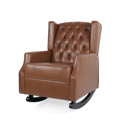 Moss - Upholstered Rocking Recliner With Diamond Tufting And Wingback - Light Brown - R&R Furniture Gallery (Fountain Valley, CA)