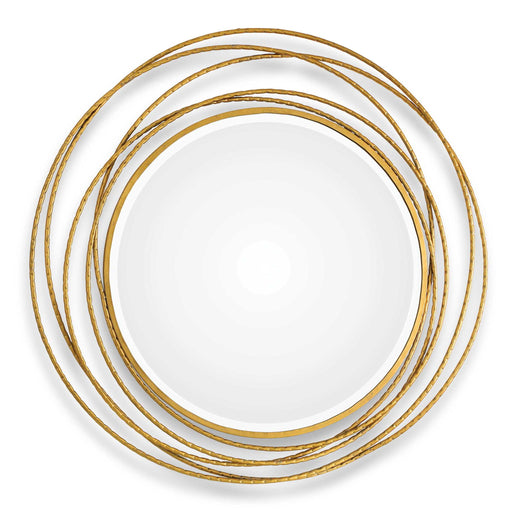 Round wall mirror by Uttermost with a sleek, modern frame, perfect for contemporary interior decor.