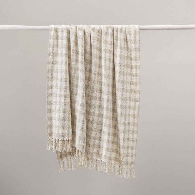 Natural ivory throw blanket by Classic Home, 50 x 70 inches, soft textured fabric perfect for cozy home decor.