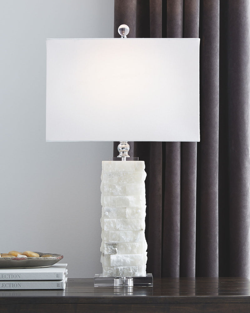 Malise - Alabaster Table Lamp  - White - R&R Furniture Gallery (Fountain Valley, CA)