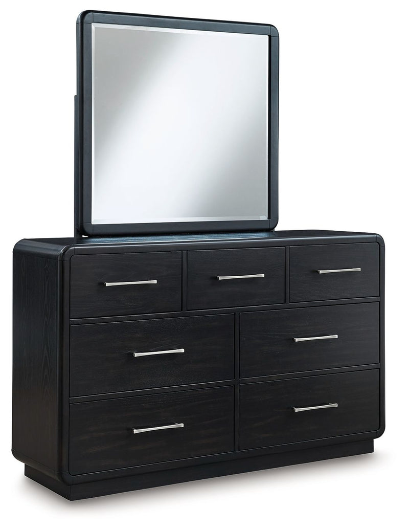 Rowanbeck - Dresser And Mirror - Black - R&R Furniture Gallery (Fountain Valley, CA)