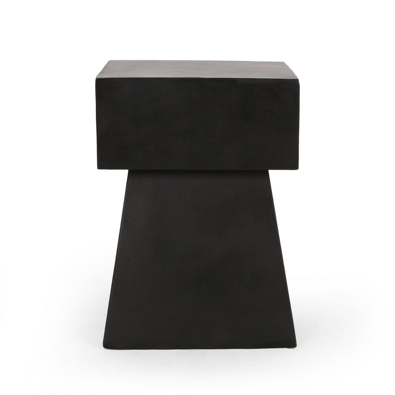 Black outdoor side table from Noble House, patio end table with a sturdy design, ideal for outdoor seating areas.