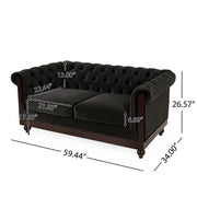 Chesterfield Loveseat Sofa, 2 Person Rolled Arm Upholstered Couch - R&R Furniture Gallery (Fountain Valley, CA)