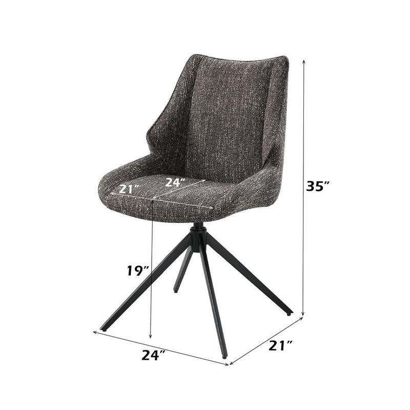 Malika - Side Chair With Swivel (Set of 2) - Brown Chenille - R&R Furniture Gallery (Fountain Valley, CA)