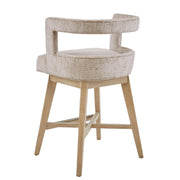 Design Swivel Counter Stool With Low Back Support Polyester And Solid Wood - Cream - R&R Furniture Gallery (Fountain Valley, CA)
