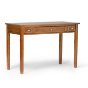 Handcrafted Warm Shaker writing desk by Simpli-Home with a smooth wooden surface and clean, minimalist design.