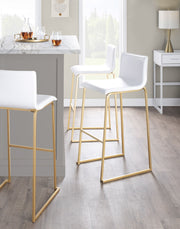 Set of two Lumi Source Mara contemporary upholstered barstools with sleek design and cushioned seats in a modern style.