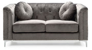 Stylish sloped arm stationary loveseat by Glory Furniture with plush cushions and modern design, ideal for living room seating.