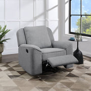 Destiny - Glider Recliner With Swivel - Gray Linen - R&R Furniture Gallery (Fountain Valley, CA)