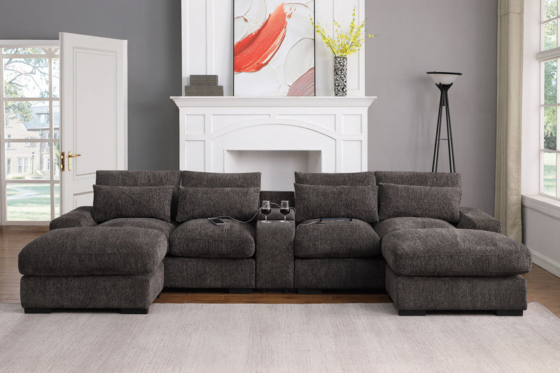 Nyeisha - Piece Upholstered Sofa & Chaise - Coffee - R&R Furniture Gallery (Fountain Valley, CA)
