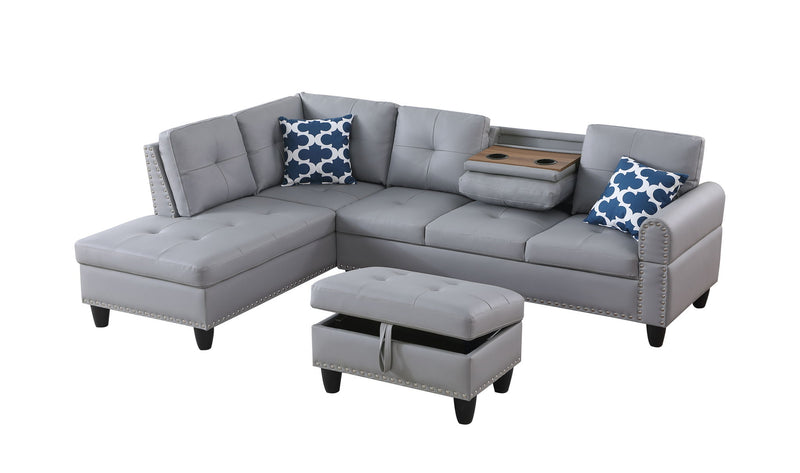 Irine - Sectional Sofa With Ottoman - Gray - R&R Furniture Gallery (Fountain Valley, CA)