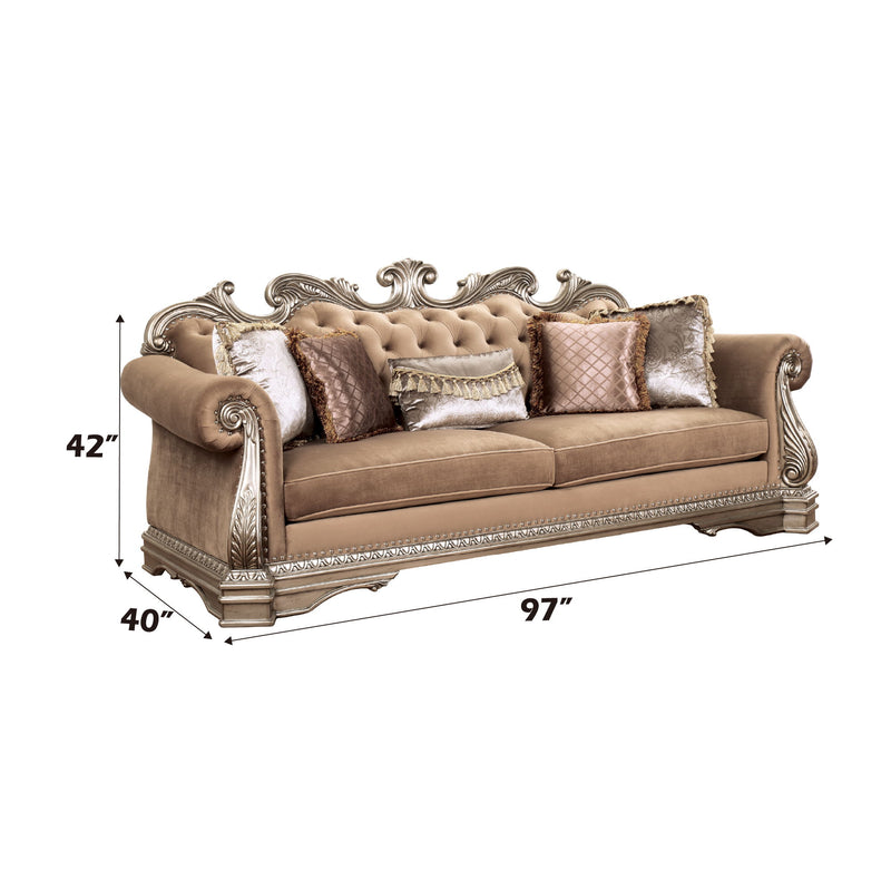 Northville - Sofa With 5 Pillows - Velvet & Antique Silver - R&R Furniture Gallery (Fountain Valley, CA)