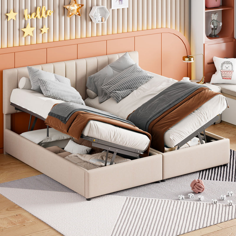 Upholstered Platform Bed With A Hydraulic Storage System - R&R Furniture Gallery (Fountain Valley, CA)