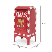 Red Christmas mailbox decoration with festive design and holiday charm, ideal for Noble House holiday decor.