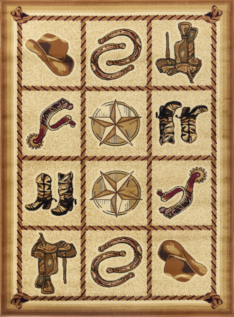 Tribes - 5'3" X 7'3" Southwest Area Rug - Beige - R&R Furniture Gallery (Fountain Valley, CA)