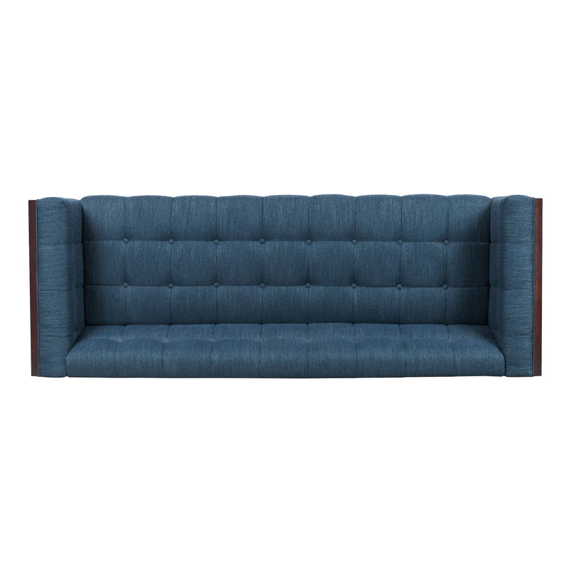 Noble House contemporary mid-century charm 3-seater sofa with button tufted waffle stitching and sleek stationary design.