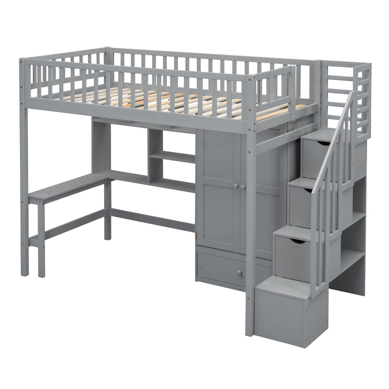 Loft Bed With Bookshelf, Drawers, Desk, And Wardrobe - R&R Furniture Gallery (Fountain Valley, CA)