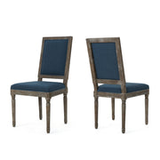 Noble House traditional style dining chair set with fabric upholstery, showing four elegant cushioned chairs with wooden legs.