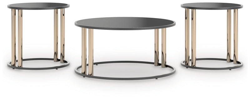 Hannerly - Occasional Table Set (Set of 3) - Black / Gold Finish - R&R Furniture Gallery (Fountain Valley, CA)