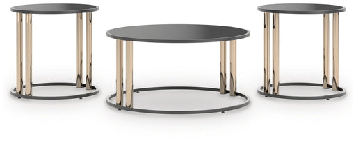 Hannerly - Occasional Table Set (Set of 3) - Black / Gold Finish - R&R Furniture Gallery (Fountain Valley, CA)