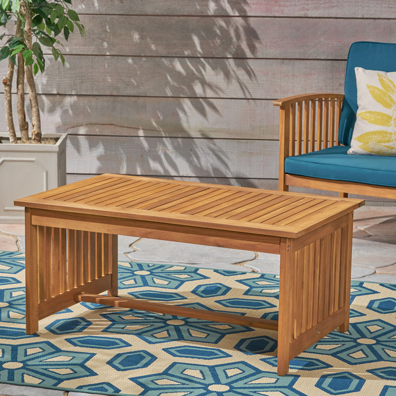 Acacia Wood Rectangular Patio Coffee Table For Outside - R&R Furniture Gallery (Fountain Valley, CA)