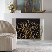 Uttermost Gold Branches decorative fireplace screen with elegant gold metal branches design for home decor.