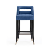 TOV Furniture Hart velvet bar height stool with a sleek design and plush upholstery, perfect for modern home bar or counter seating.