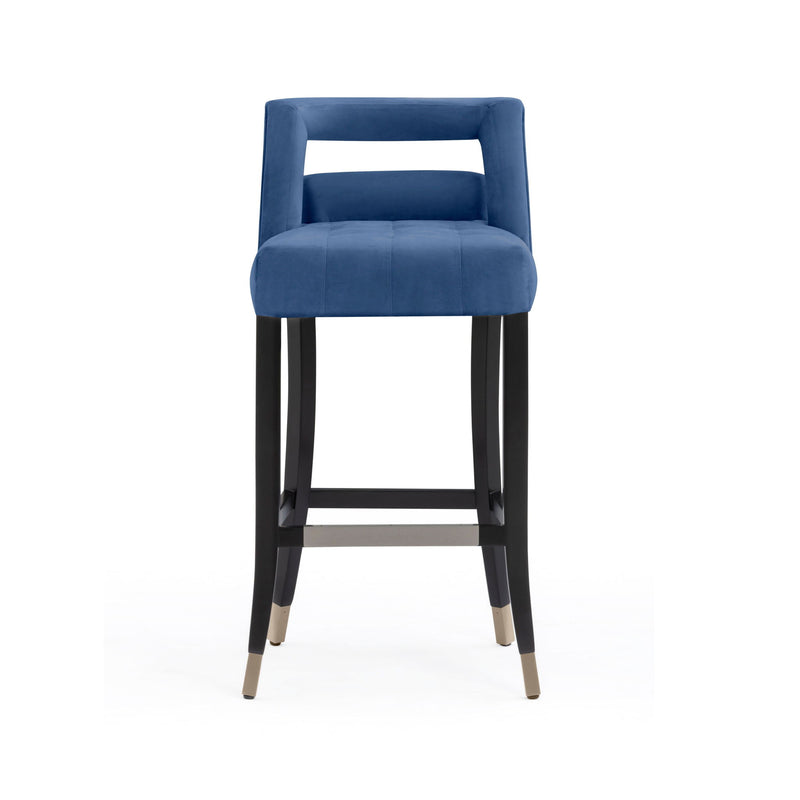 TOV Furniture Hart velvet bar height stool with a sleek design and plush upholstery, perfect for modern home bar or counter seating.