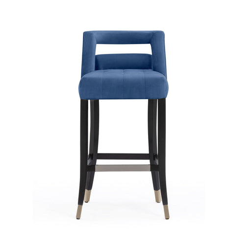 TOV Furniture Hart velvet bar height stool with a sleek design and plush upholstery, perfect for modern home bar or counter seating.
