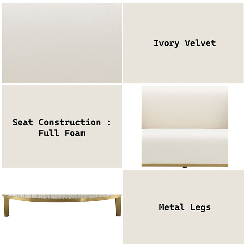 Martina - Loveseat With 2 Pillows - Ivory Velvet - R&R Furniture Gallery (Fountain Valley, CA)