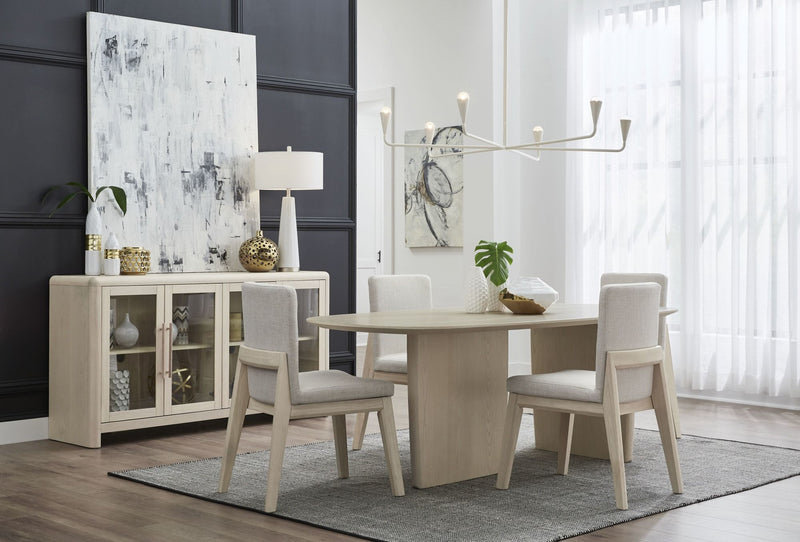 Liv Solid Wood Dining Chair in White Sand and Natural Linen