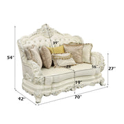 Adara - Loveseat With 5 Pillows - Pearl White Synthetic Leather & Antique White - R&R Furniture Gallery (Fountain Valley, CA)