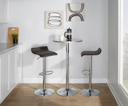 Set of two Lumi Source Ale contemporary adjustable barstools with wooden seats and metal bases, featuring modern design.