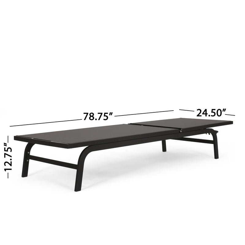 Noble House Finn outdoor chaise lounge with modern design, cushioned seating, perfect for relaxing in garden or patio.