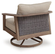 Harmony Headlands - Swivel Lounge With Cushion - Natural / Gray - R&R Furniture Gallery (Fountain Valley, CA)