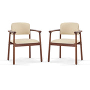 Dining Room Chairs, Ideal For Home & Kitchen (Set of 2) - Beige / Dark Walnut - R&R Furniture Gallery (Fountain Valley, CA)
