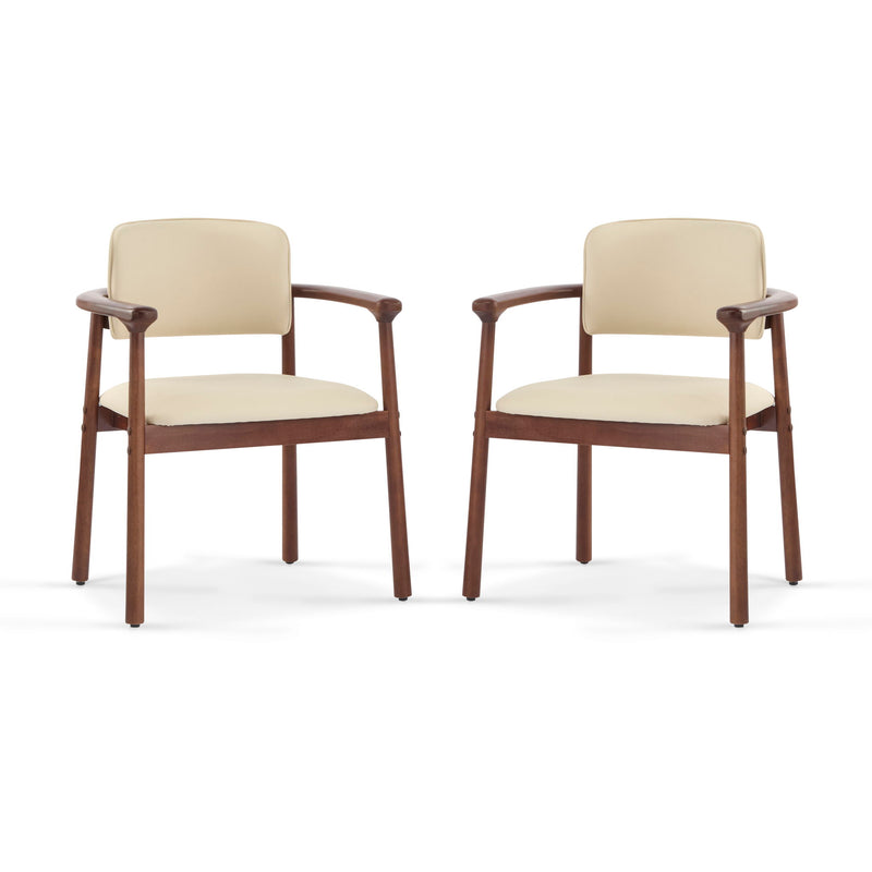 Dining Room Chairs, Ideal For Home & Kitchen (Set of 2) - Beige / Dark Walnut - R&R Furniture Gallery (Fountain Valley, CA)