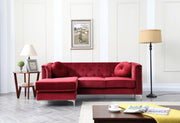 Glory Furniture soft micro suede stationary sectional sofa chaise with plush cushions and modern design, in a cozy living room setting.