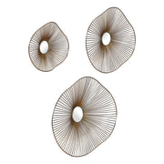 Set of three gold metal wall art pieces by Uttermost, modern decorative wall decor for home or office.