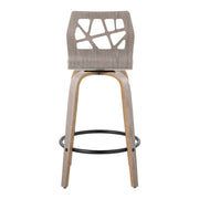 Set of two Lumi Source Folia contemporary light gray fixed height counter stools with swivels and round footrests.