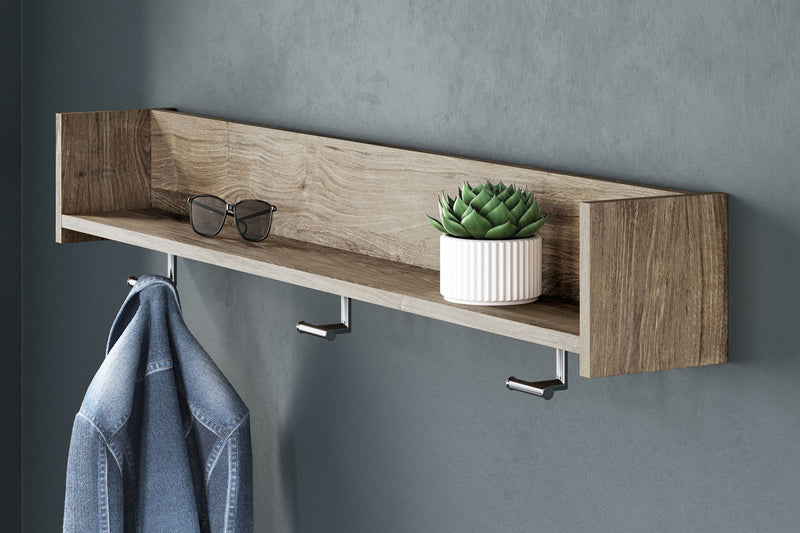 Oliah - Wall Mounted Coat Rack w/Shelf - Natural - R&R Furniture Gallery (Fountain Valley, CA)