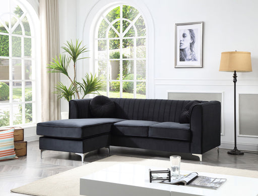 Glory Furniture Delray Micro Suede Sofa Chaise in beige with plush cushions and modern stationary sectional design.